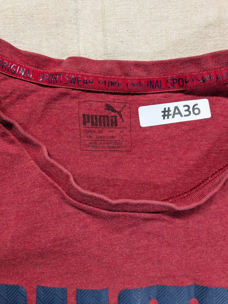 Puma Red T Shirt Big Logo Streetwear imagen 4